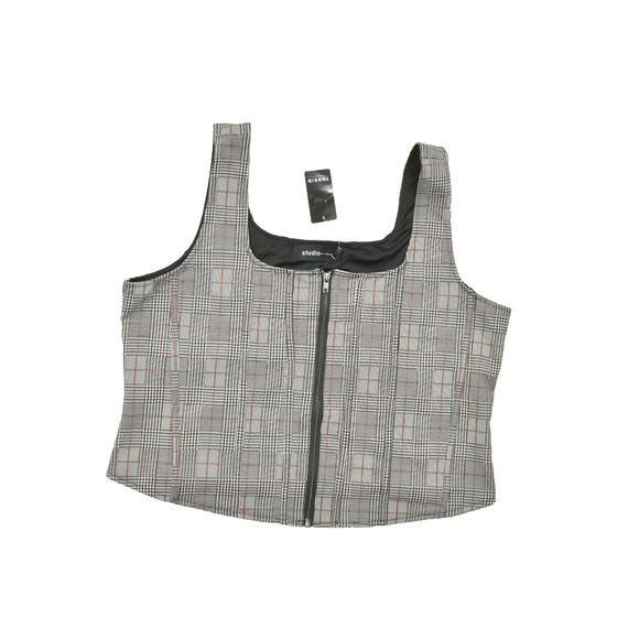 Torrid Studio Plaid Double Knit Zip Front Corset Top Plus Size 2 (18-20) NEW - Picture 1 of 8